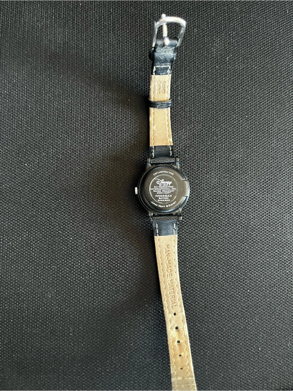 Disney Black & Tan Strap Wristwatch with Logo Back